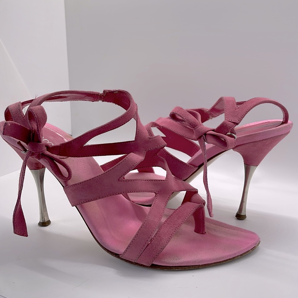 Sergio Rossi pink suede heels